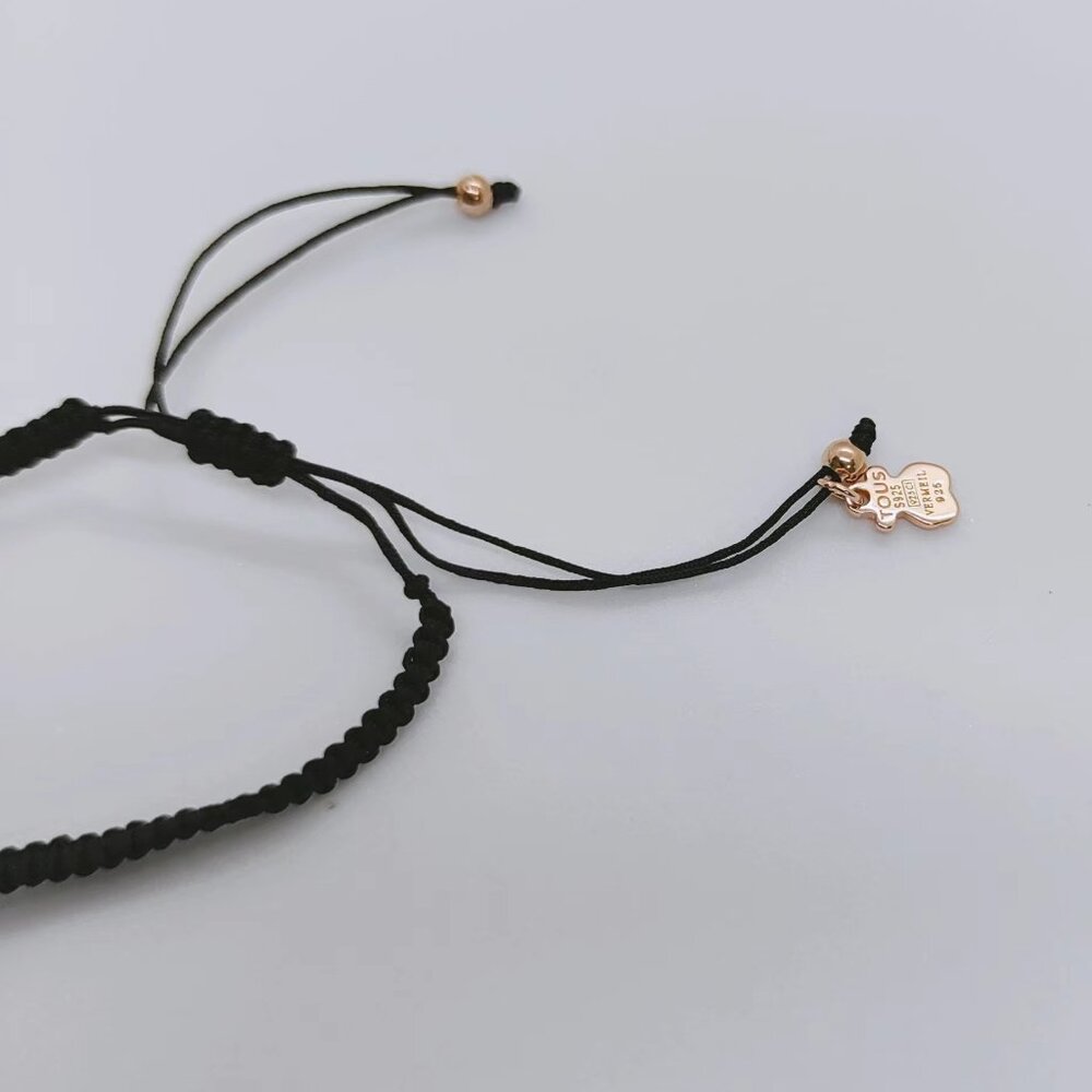TOUS Bracelet Rose Vermeil Silver Super Power Bracelet with Cord and Turquoise - Picture 7 of 10